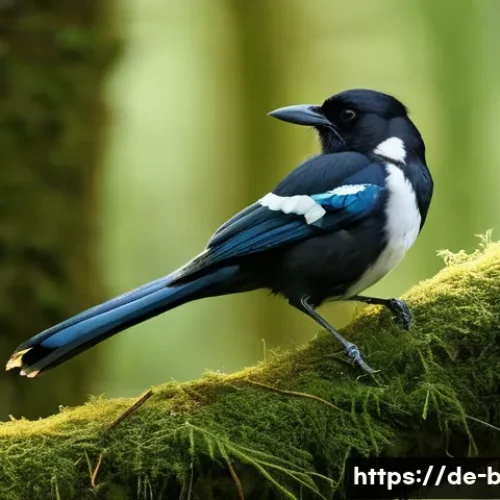 까치의 지능 실험 - A highly detailed scene of a Eurasian magpie using a slender twig as a tool to extract insects from ...